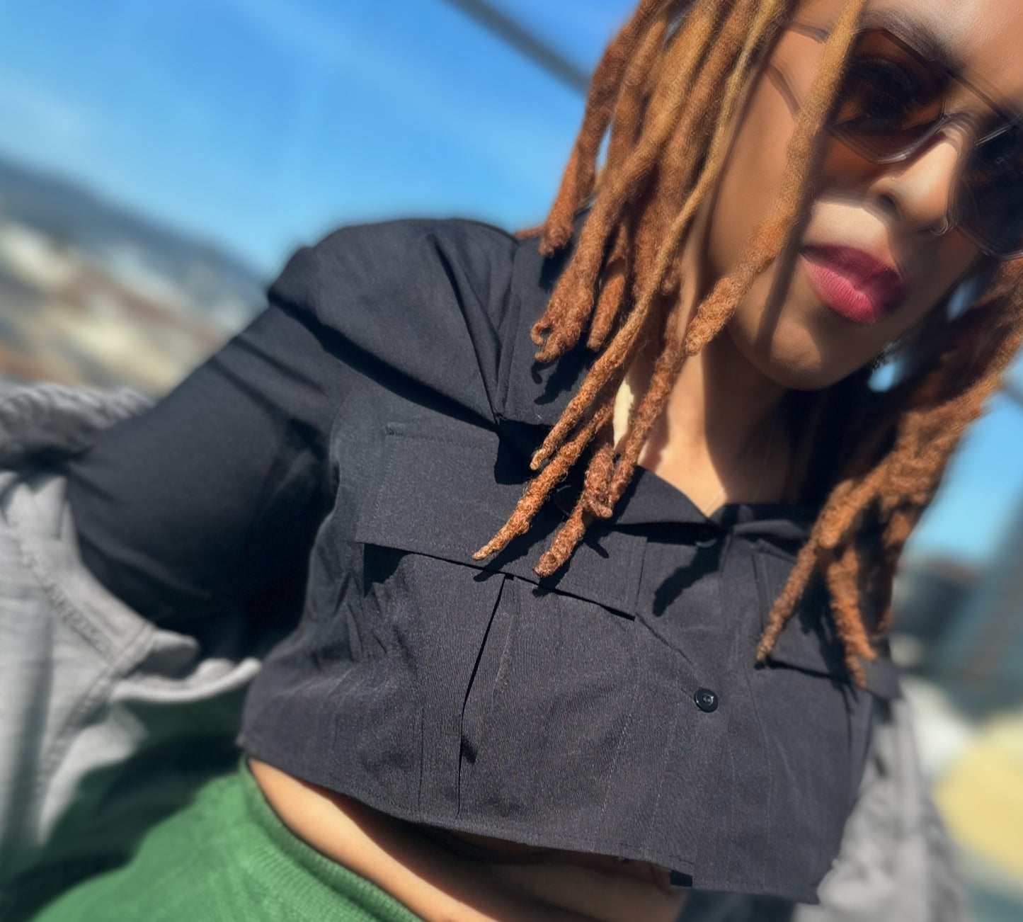 Say less cropped button up